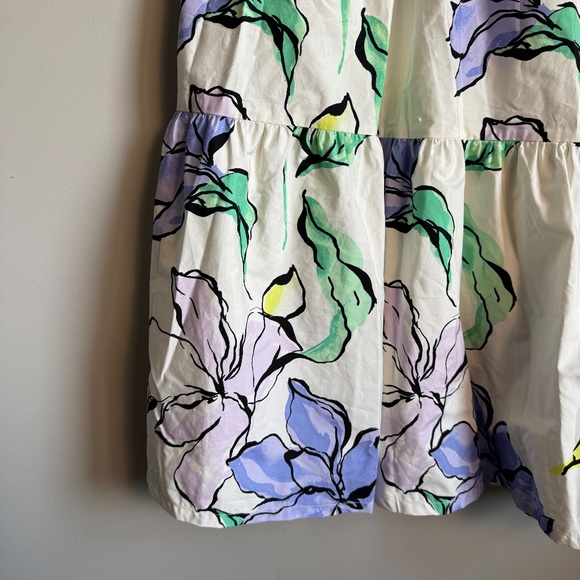 Women's Floral Pull On Elastic Waist Flared Tiered Maxi Skirt White Large Boho - Picture 2 of 12